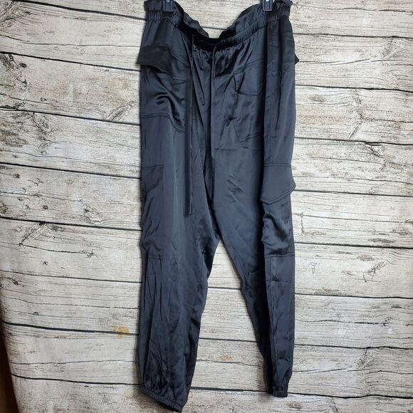 Banana Republic Satin Black Joggers Pants Size XL - Picture 1 of 8